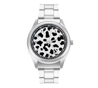 Dalmatian Pattern Business Watches for Men Stainless Steel Strap Watch Wrists Boyfriend Father Gift