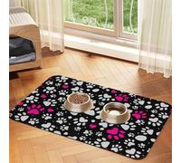 Dalmatian Paw Print Dog Food Mat for Floors Absorbent,Quick Dry Cat Pet Feeding Placemats with Non Slip Rubber for Dog Food and Water Bowl