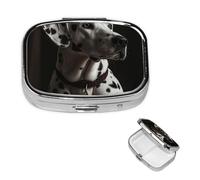 Dalmatian Pill Case Portable Square Pill Box 2 Compartment Pill Organizer Cute Travel Pill Container Vitamin Organizer for Purse Pocket Travel Gift