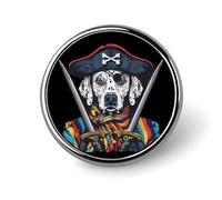 Dalmatian Pirate Cool Dog Round Brooch Pin Lapel Pins Tie Suit Dress Accessories Wedding Birthday For Men Women