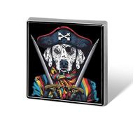 Dalmatian Pirate Cool Dog Square Brooch Pin Lapel Pins Tie Suit Dress Accessories Wedding Birthday For Men Women