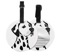 Dalmatian Print 1/2/4pcs Luggage Tags,Round Leather Travel Suitcase Labels with Privacy Name Address Card