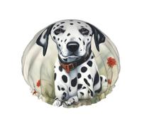 Dalmatian Print Bath Hair Cap Double Layer Shower Cap For Women And Men Reusable Lightweight Soft