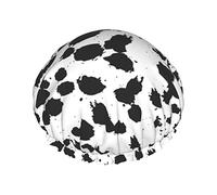 Dalmatian Print Pattern Shower Cap Women Reusable Long Hair Caps With Elastic Band Double Layer Bathing Shower Hat For Adults Kids