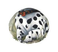 Dalmatian Print Shower Cap For Women Lightweight Reusable Softdouble Waterproof Layers Leakproof.