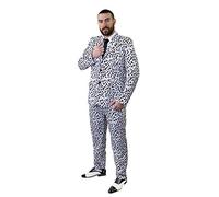 DALMATIAN PRINT SUIT FANCY DRESS COSTUME WITH BLACK TIE - PERFECT AS A HALLOWEEN COSTUME - SIZE: MEDIUM