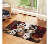 Dalmatian Puppy Pet Feeding Mat Absorbent Pu Leather Dog Cat Food Mats Contain Spills Protects Floors, Anti-Slip Rubber Backing Dog Bowl Mats Easy Clean Pet Placemats 30x45cm