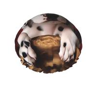 Dalmatian Puppy Print Shower Cap For Women Double Layer Waterproof Bath Cap Elastic Reusable Shower Hat Hair Protection Bath Hat For Spa Salon Bathing Ladies