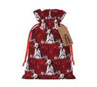 Dalmatian Puppy Printing Fashion Drawstring Bag With Kraft Tag For Christmas Halloween Party Gift Packaging