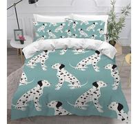 Dalmatian Single Duvet Cover Set Cute Animals Bedding Set 3D Print Soft Microfiber Quilt Covers 135x200 cm with Zipper Closure and 2 Pillowcases 50x75 cm for Kids Teens D.1772