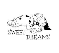 Dalmatian Sweet Dreams Wall Decal Vinyl Sticker Cute Puppy Dog Dalmatians Wall Sticker Kids Room Home Interior Decor Poster Small - 34x57cm