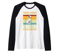 Dalmatian Vintage Retro - Three Things You Don’t Mess with Raglan Baseball Tee