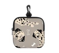 Dalmatians and Bones On Grey, Square Zipper Storage Bag, Neoprene Coin Purse, Small Wallets, Change Pouch, Change Purse