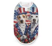 Dalmatians Dog U.S. Flag Print Dog Shirts Pet Clothes Sleeveless Tank Top for Small Puppy and Cats