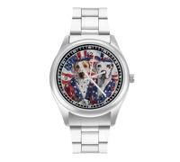 Dalmatians Dog U.S. Flag Quartz Watch Alloy Watch Dress Decorative for Business Men Women with Design Pattern Print