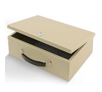 Dalmbox Portable Fire Safe Box with Key Lock, 13.2”x 11”x 5.1'', Fire Resistant Metal Storage Box, Lock Box for Documents, Safety Deposit Box for Home, Outside, Car, X Large, Sand