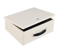 Dalmbox Portable Fire Safe Box with Key Lock, Fire Resistant Metal Lock Box for Documents, Security Strong Storage Box Safety Deposit Box for Home, Outside, Car, XL Large,13.2”x 11”x 5.1'', Beige