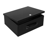 Dalmbox Portable Metal Safe Box with Key Lock - Fire Resistant Storage for Documents, Car, Home and Outside - X Large 13.2"x 11"x 5.1" Black Box
