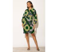 Dals Hart Women's Green Print Wrap Dress | Size: Large Dals Hart Green L