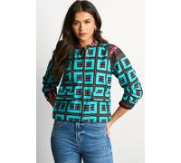Dals Hart Women's Teal Print Bomber Jacket | Size: Large Dals Hart Teal L