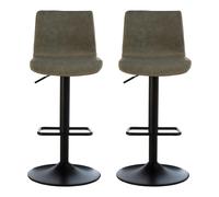 Dalston Barstool - Set of 2 - Ash Faux Leather with High Back