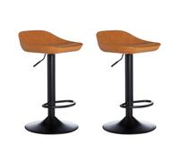 Dalston Barstool - Set of 2 - Camel Faux Leather with Low Back
