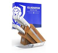 DALSTRONG 12-Piece Knife Block Set - Gladiator Series Elite - White Handles - German HC Steel - Hand-Made Manchurian Ash Wood Block - NSF Certified