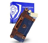 Dalstrong - Nomad Knife Roll - 12oz Heavy Duty Canvas & Top Grain Leather Roll Bag - 13 Slots - Interior and Rear Zippered Pockets - Blade Travel Storage/Case (Dalstrong Blue)