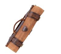 DALSTRONG - Nomad Knife Roll - 12oz Heavy Duty Canvas & Top Grain Leather Roll Bag - 13 Slots - Interior and Rear Zippered Pockets - Blade Travel Storage/Case (Desert Drifter (Brown))