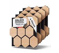 Dalsys 4X Acoustic Panels with Hexagon Pattern 76 x 62cm Light Oak Wood