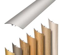 Dalsys Self-Adhesive Transition Profile 186cm x 30mm, Silver Aluminium, Push-Fit or Stick, Height Compensation Profile, Laminate Transition Strip, Vinyl Adaptation Profile, Floor Trim