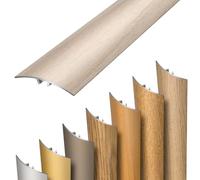 Dalsys Self-Adhesive Transition Profile 93cm x 37mm, Aluminium Rustic Oak, Push-Fit or Stick, Height Compensation Profile, Laminate Door Bar, Vinyl Adaptation Profile, Floor Transition Strip