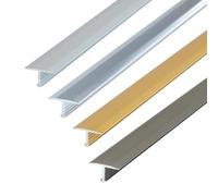Dalsys T-Profile Transition Profile 100 cm x 26 mm Anodised Aluminium Silver Chrome-Plated