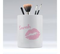 Dalton Designs UK Kiss Lips - Personalised Make Up Organiser Brush Holder Birthday Gifts for Her - Ceramic Desk Organiser