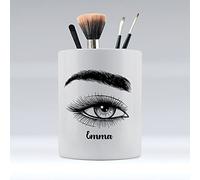 Dalton Designs UK Lashes Sketch - Black and White Eye - Personalised Make Up Organiser Brush Holder Birthday Gifts for Her - Ceramic Desk Organiser