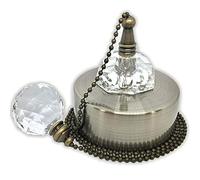 Dalton Electrical Accessories Antique Brass Ceiling Pull Switch with Crystal Ball Pull Chain for Bathroom, Bedroom, 1 or 2 Way Compatible