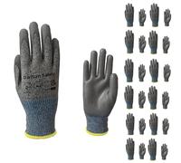 Dalton Safety 12 Pairs Of Medium Cut Resistant Level 3 Work Gloves, HPPE Knitted Cuff, PU Coated Palm & Fingertips. Perfect For General Duty, Gardening, Glass Cutting & Sheet Metal Handling