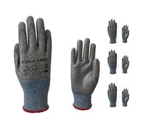 Dalton Safety 3 Pairs Of Small Cut Resistant Level 3 Work Gloves, HPPE Knitted Cuff, PU Coated Palm & Fingertips. Perfect For General Duty, Gardening, Glass Cutting & Sheet Metal Handling