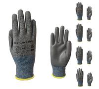 Dalton Safety 4 Pairs Of Medium Cut Resistant Level 3 Work Gloves, HPPE Knitted Cuff, PU Coated Palm & Fingertips. Perfect For General Duty, Gardening, Glass Cutting & Sheet Metal Handling