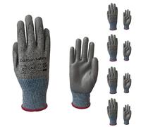 Dalton Safety 4 Pairs Of Small Cut Resistant Level 3 Work Gloves, HPPE Knitted Cuff, PU Coated Palm & Fingertips. Perfect For General Duty, Gardening, Glass Cutting & Sheet Metal Handling