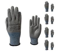 Dalton Safety 4 Pairs Of XL Cut Resistant Level 3 Work Gloves, HPPE Knitted Cuff, PU Coated Palm & Fingertips. Perfect For General Duty, Gardening, Glass Cutting & Sheet Metal Handling