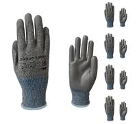 Dalton Safety 4 Pairs Of XXL Cut Resistant Level 3 Work Gloves, HPPE Knitted Cuff, PU Coated Palm & Fingertips. Perfect For General Duty, Gardening, Glass Cutting & Sheet Metal Handling