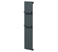 Dalton Single Panel Radiator with Twin Towel Rails | Anthracite | Mild Steel | 1600mm x 376mm