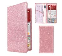 Dalueery.H Car Registration and Insurance Holder Registration and Insurance Card Holder Car Essentials for Women Car Insurance and Registration Card Holder Men Pink Car Essentials (Bling Pink)