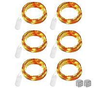 Dalugo [6 Pack] Orange Battery Fairy Lights, 2m 20 LED Orange Halloween Battery Lights, Indoor String Lights for Halloween Decorations, Autumn Decorations