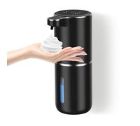 Dalugo Automatic Foam Soap Dispenser, 380ml Rechargeable Touchless Wall Mounted Soap Dispenser with 4 Adjustable Levels, IPX5 Waterproof for Kitchen and Bathroom (Black)