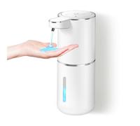 Dalugo Automatic Liquid Soap Dispenser, 380ml Rechargeable Touchless Wall Mounted Soap Dispenser with 4 Adjustable Levels, IPX5 Waterproof for Kitchen and Bathroom (White)
