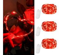 Dalugo Battery Fairy Lights, 3 Pack 2m 20 LED Red Valentines Decorations Lights, Romantic Decorations String Lights Indoor for Bedroom, Party, Wedding, Valentines Day Decorations