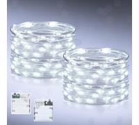 Dalugo Battery Fairy Lights 5 Modes, 2 Pack 3M 30 LED Twinkle Battery Operated String Lights with Timer for Bedroom, Living Room, Party, Indoor Outdoor Decorations (Cool White)