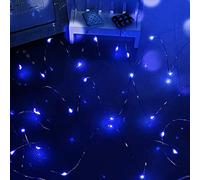 Dalugo Battery Powered String Lights, 50 LED 5M/16FT Micro Silver Wire LED Firefly Light DIY Decoration for Bedroom Tent Jars Wall (Blue)